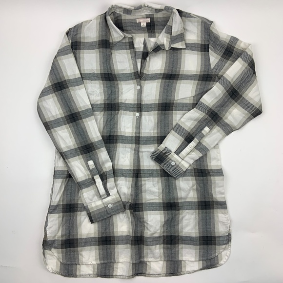Gap Dress Womens Small Button Up Long Sleeve Black White Plaid - Picture 1 of 8